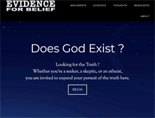 Tablet Screenshot of evidenceforbelief.com
